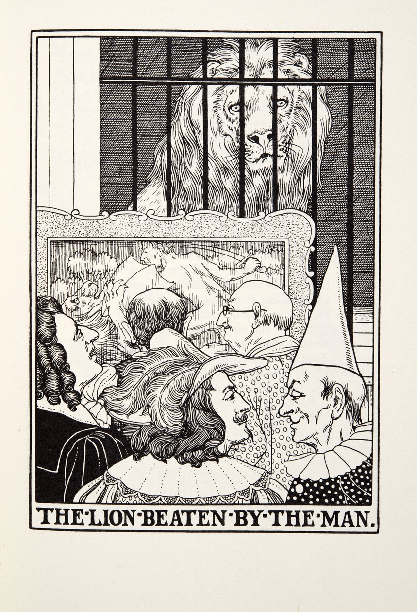 Lev ubitý mužem, z Fontaine Fables, hospoda. 1905 od Percy J. Billingshurst
