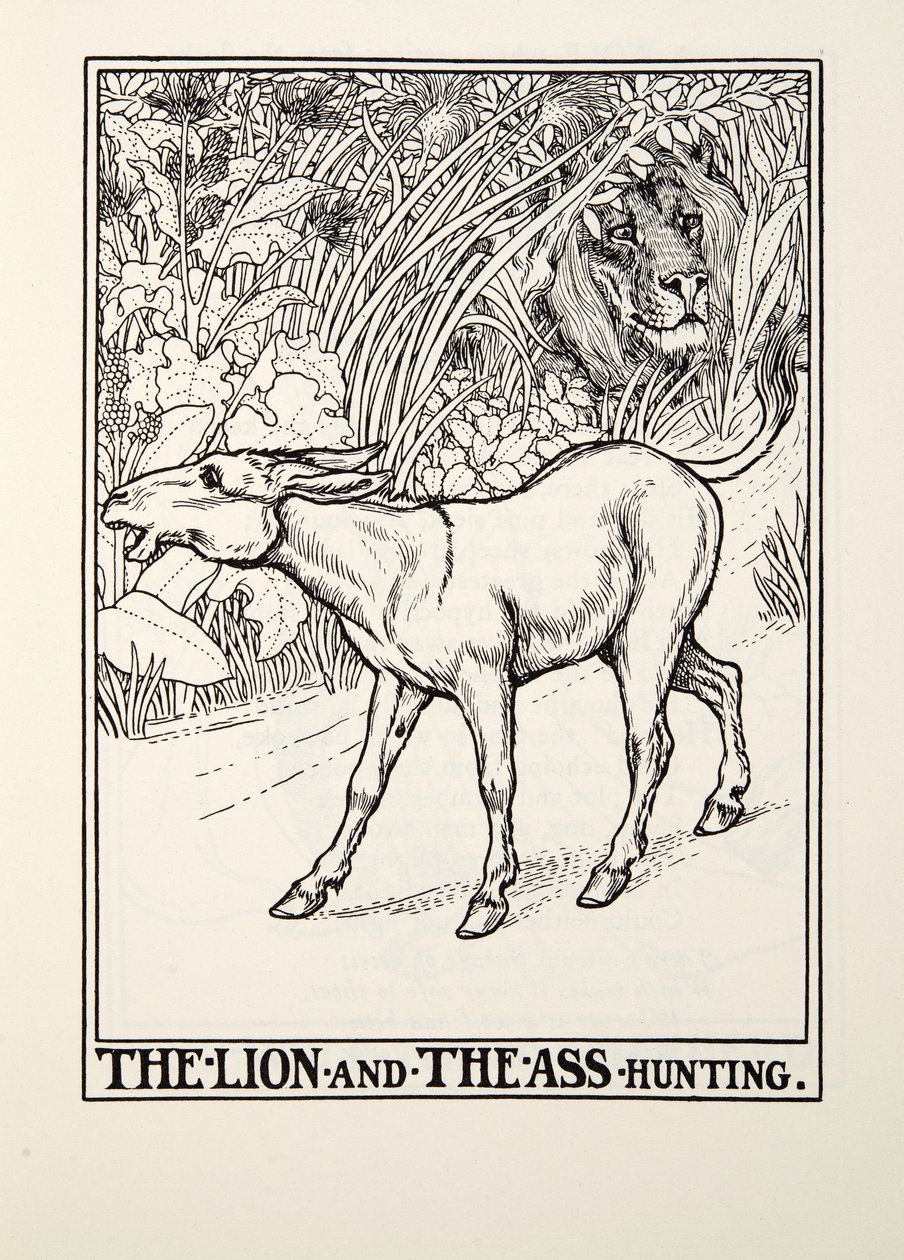 Lov lva a osla, od Fontaine Fables, hospoda. 1905 od Percy J. Billingshurst