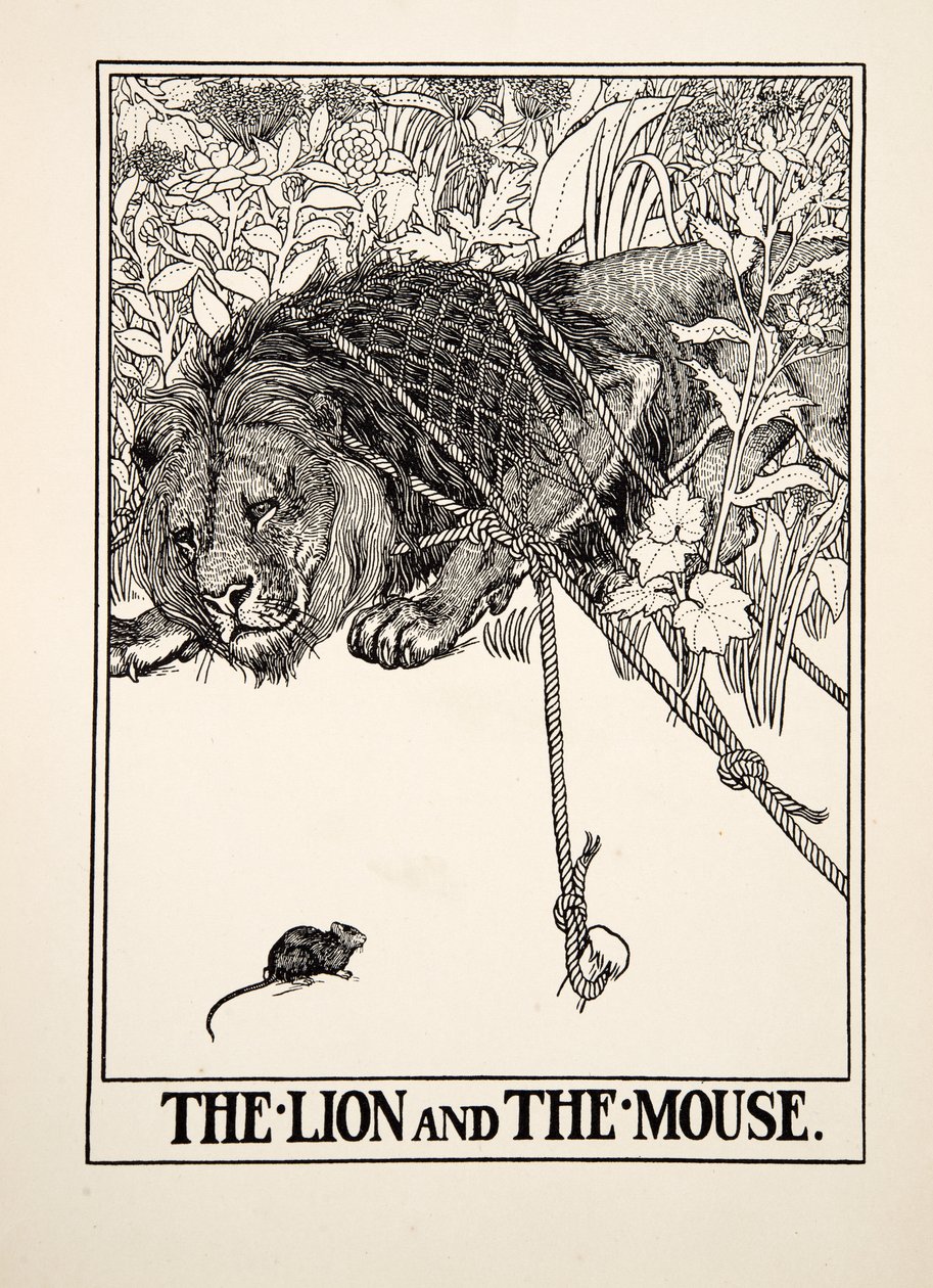 Lev a myš, ze sta Ezopových bajek, pub.1903 od Percy J. Billingshurst