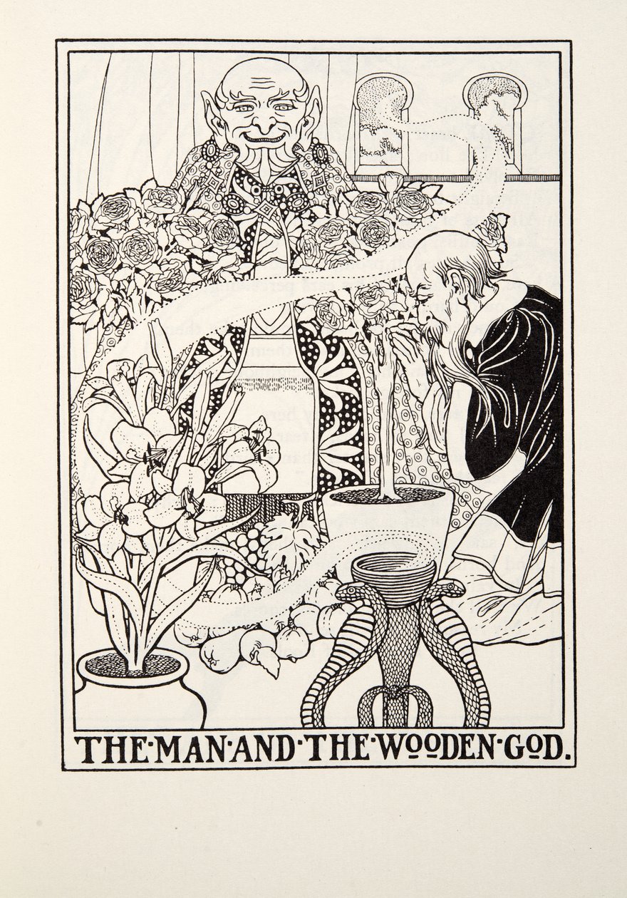 The Man and the Wooden God, from Fontaine Fables, pub. 1905 od Percy J. Billingshurst