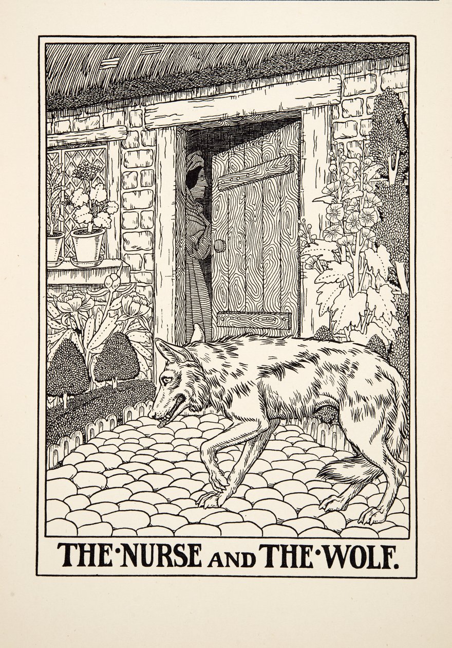 Sestřička a vlk, ze Sto Ezopových bajek, pub.1903 od Percy J. Billingshurst