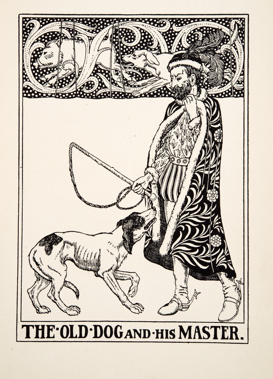 Starý pes a jeho pán, ze Sto Ezopových bajek, pub.1903 od Percy J. Billingshurst