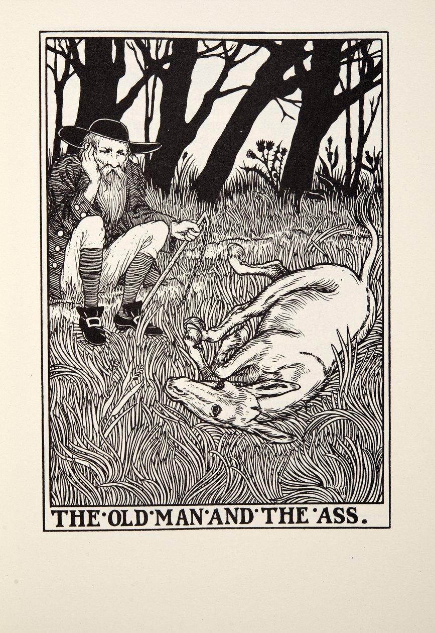 The Old Man and the Ass, from Fontaine Fables, pub. 1905 od Percy J. Billingshurst