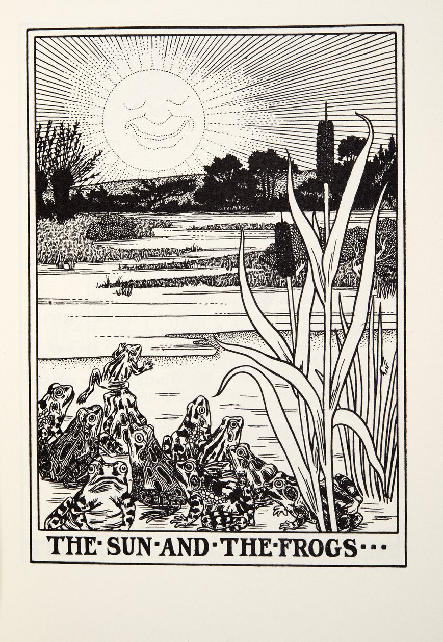The Sun and the Frogs, z Fontaine Bajky, hospoda. 1905 od Percy J. Billingshurst