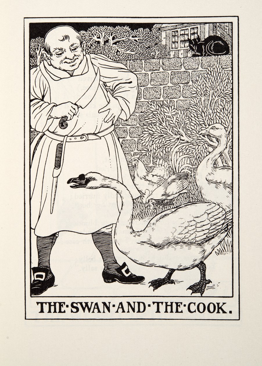 The Swan and the Cook, from Fontaine Fables, pub. 1905 od Percy J. Billingshurst