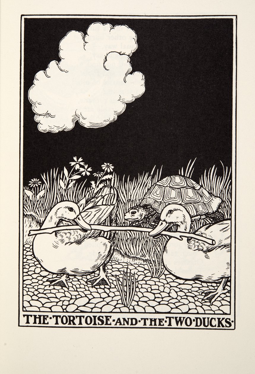 The Tortoise and the Two Ducks, from Fontaine Fables, pub. 1905 od Percy J. Billingshurst