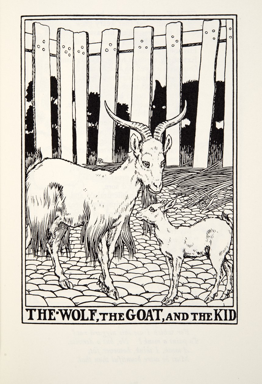 The Wolf, the Goat and the Kid, from Fontaine Fables, pub. 1905 od Percy J. Billingshurst