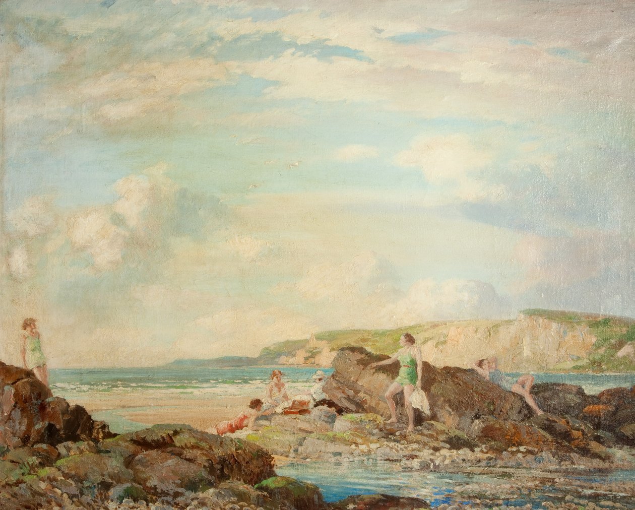 Mořské pobřeží (olej na plátně) od Percy Lancaster