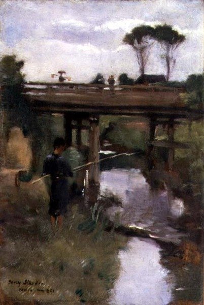 Fisherboy, Tokio, květen 1891 (olej na panelu) od Percy Sturdee