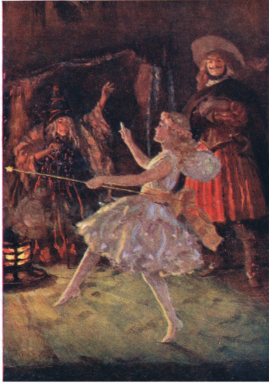 V zadní části jeskyně se objevila malá postavička v zakalené bílé z knihy Little Women vydané nakladatelstvím Associated Newspapers Limited, kolem roku 1940 (barva litho) od Percy Tarrant