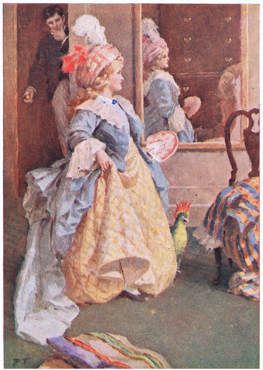 Vážně se promenádovala sem a tam, z knihy Little Women vydané Associated Newspapers Limited, kolem roku 1940 (barevné lito) od Percy Tarrant