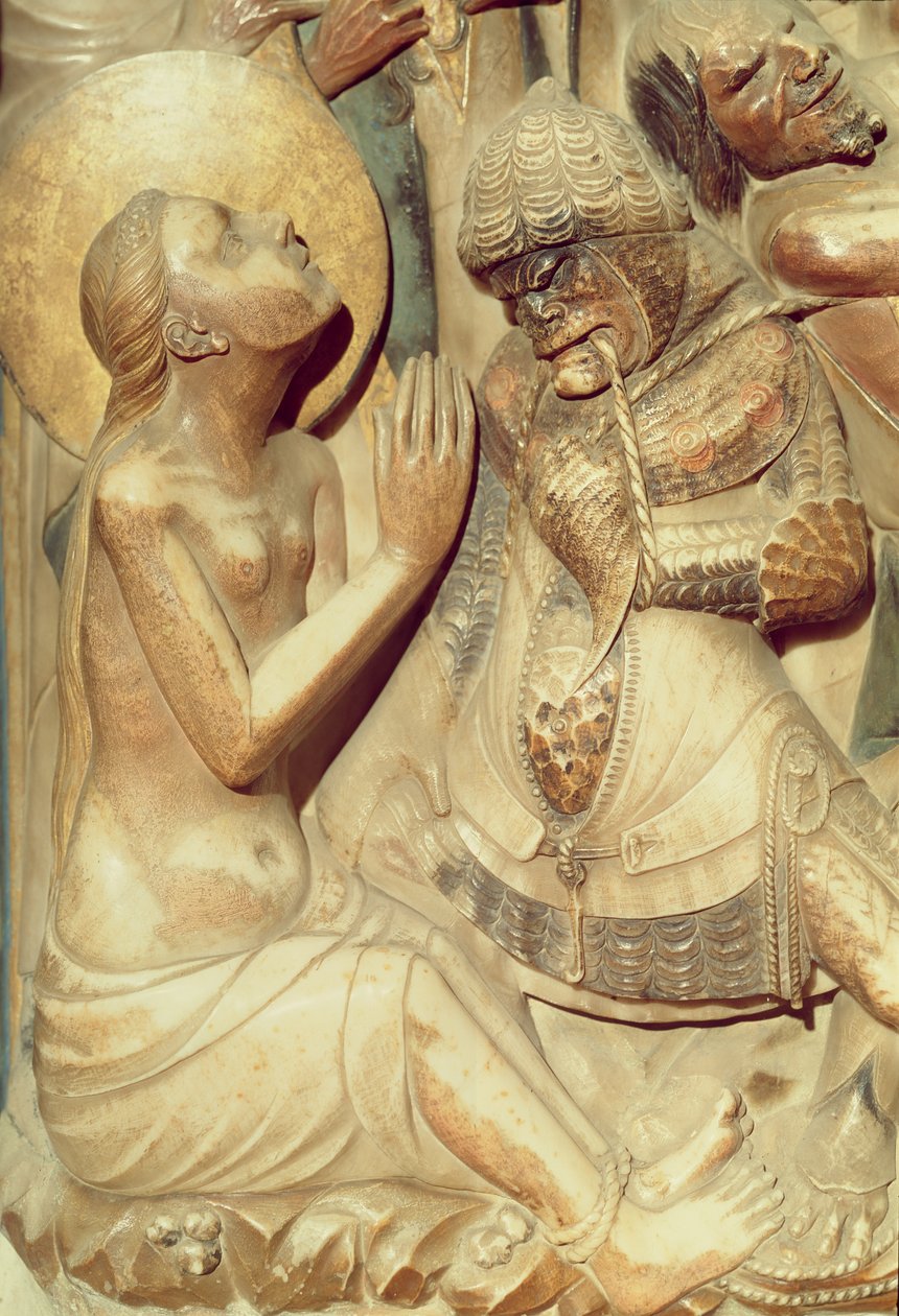 Umučení svaté Thecly, detail z hlavního oltáře (alabastr) od Pere Johan