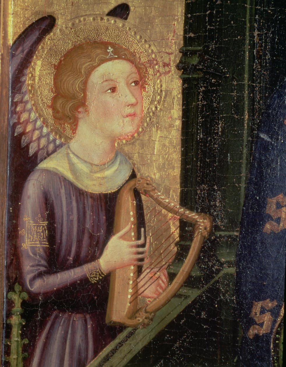 Anděl hrající na harfu (detail z oltářního obrazu Panny z Aballa Conca) od Pere Serra