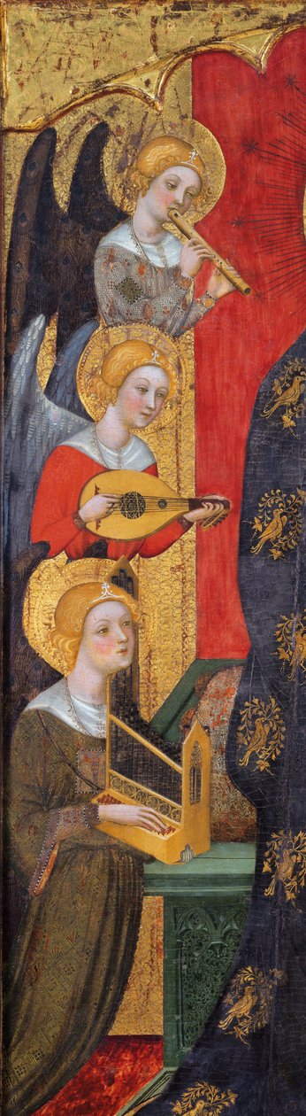 Detail Madony s anděly hrajícími hudbu, cca 1380 od Pere Serra