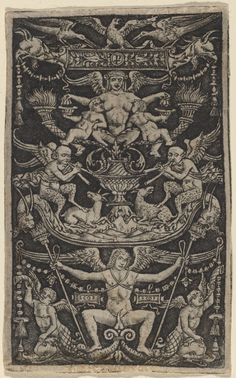 Panel Ornament s Satyress krmí dvě děti od Peregrino da Cesena