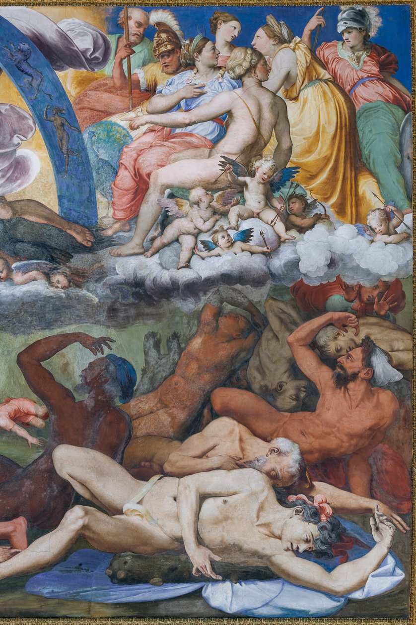Zeus zasáhl rebelující obry (Pád obrů) v Jupiterově síni od Perino del Vaga