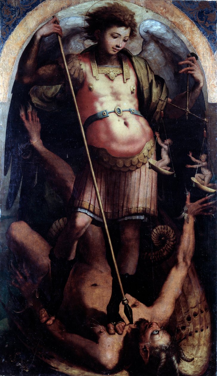 St Michael, Centrální panel (olej na dřevě, kolem roku 1535) od Perino del Vaga