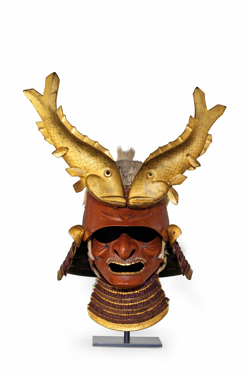 Kawari kabuto (exotická helma) (kančí štětina a lakované železo) od Period Momoyama