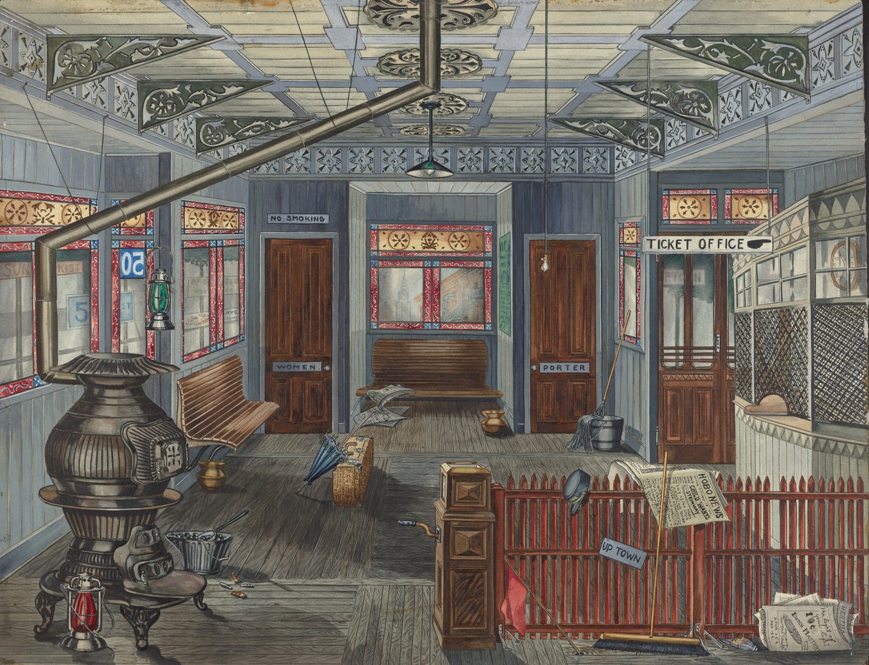 Interiér stanice El, 19351942. od Perkins Harnly