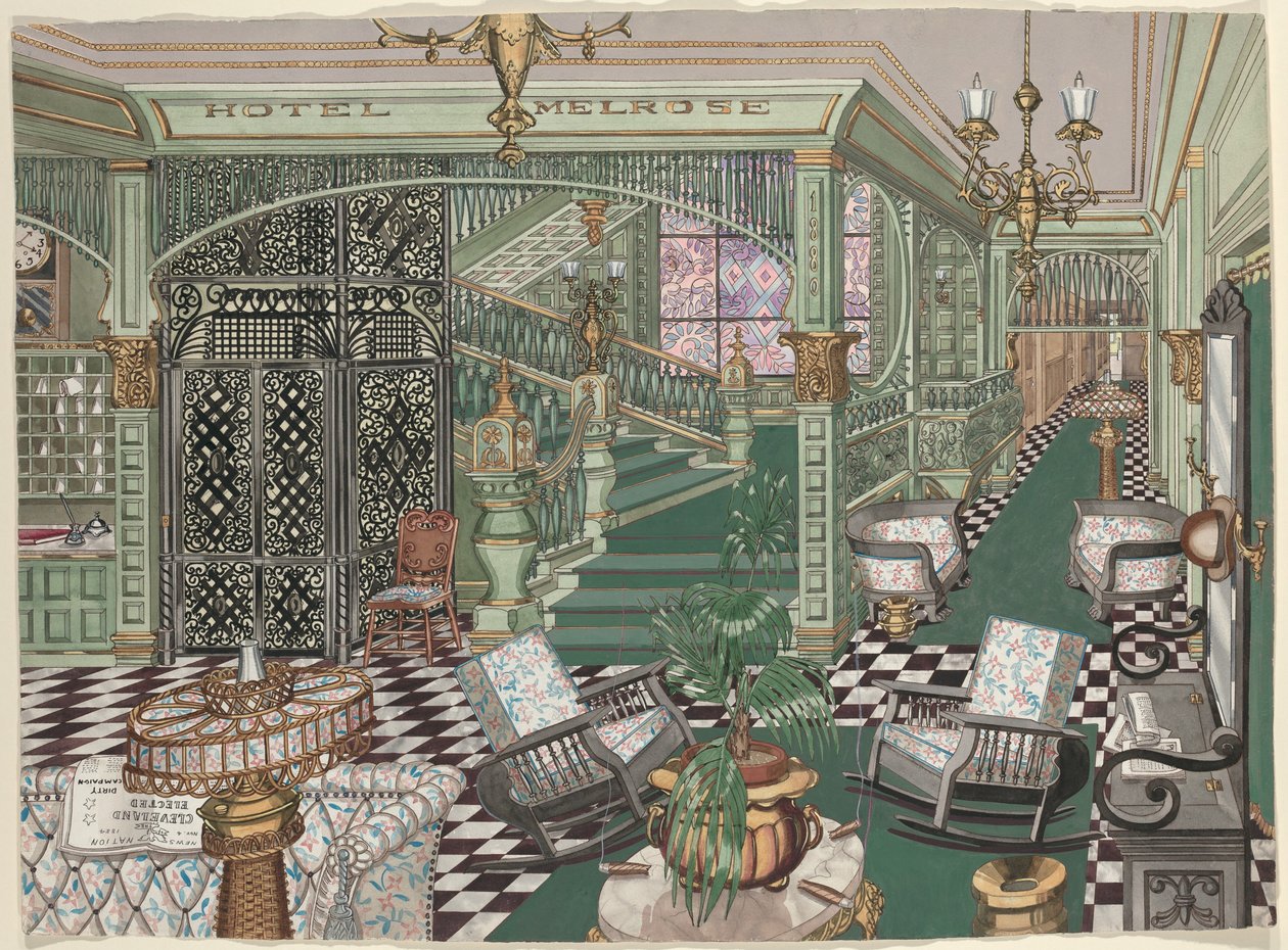 Lobby hotelu Melrose, 1880 od Perkins Harnly