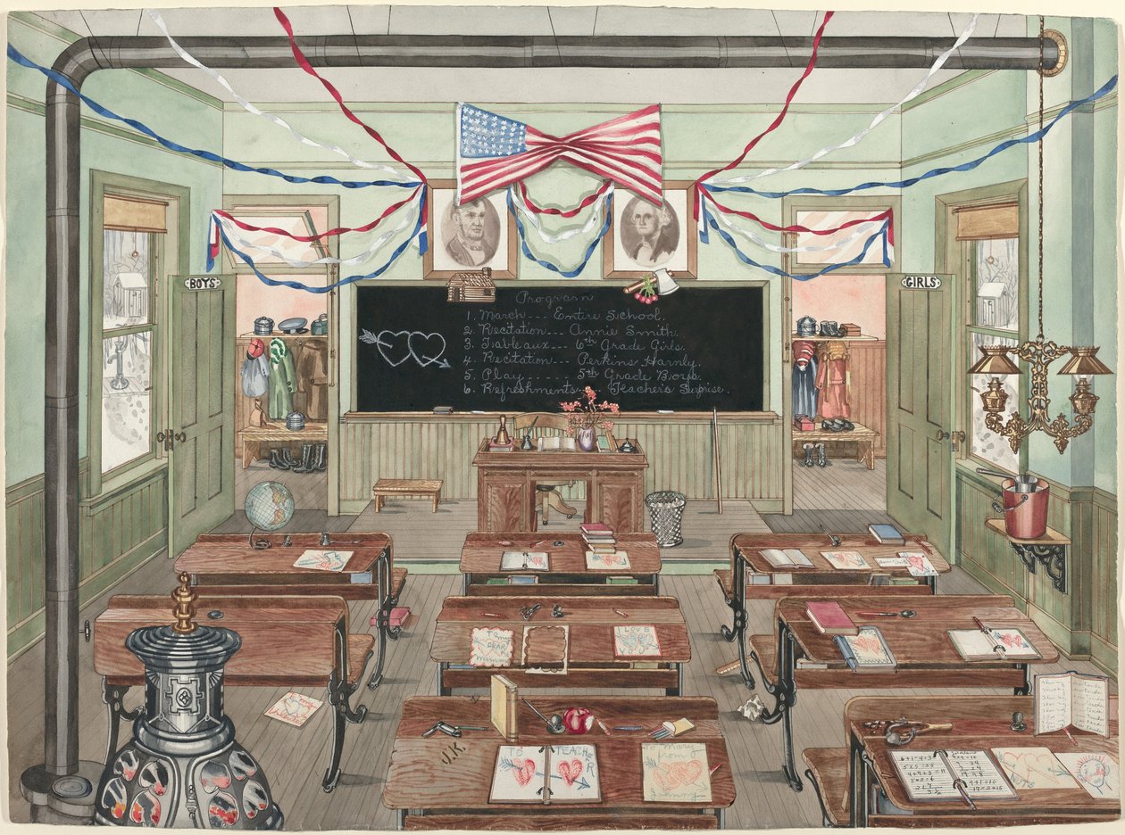 Venkovská školní místnost, 1900, 19351942. od Perkins Harnly