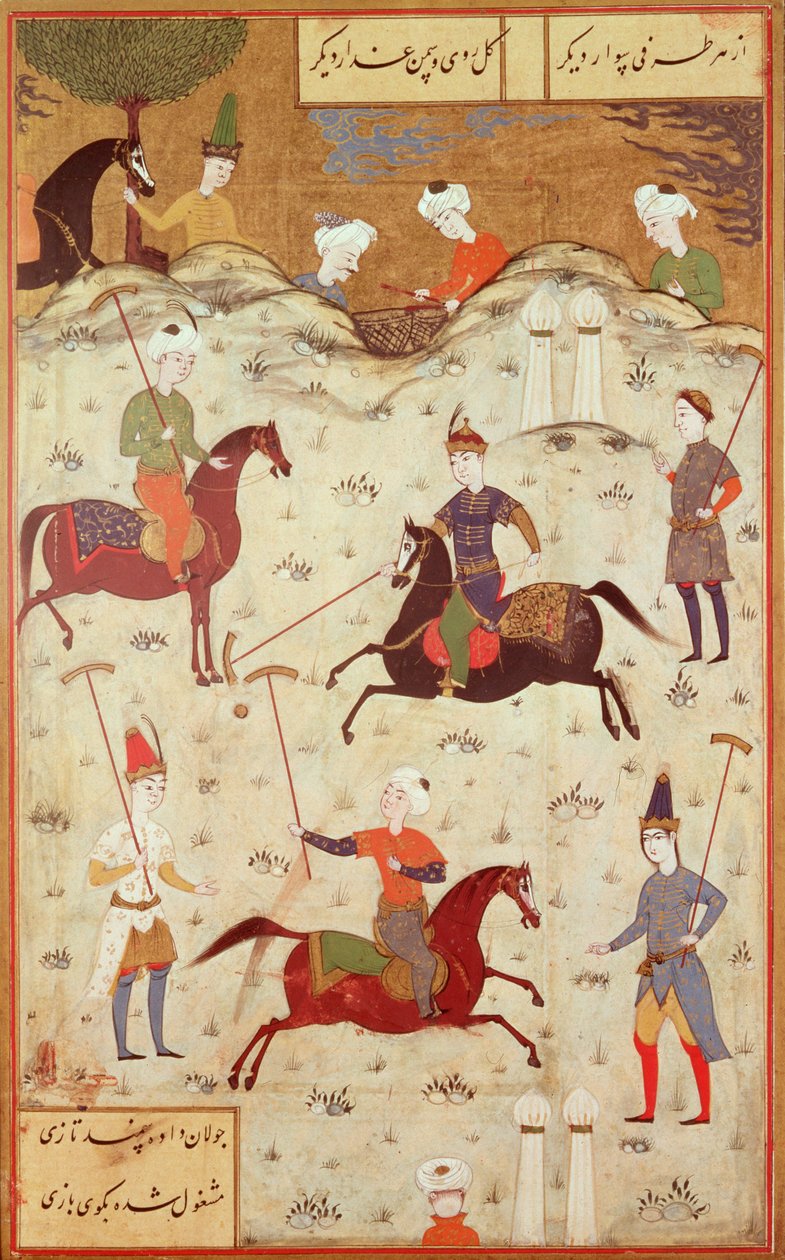 A Game of Polo (pero, inkoust a wc na papíře) od Persian School
