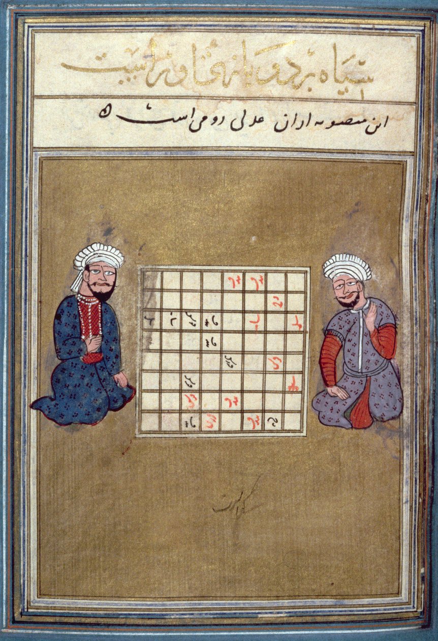 Hráči šachu, stránka z Pojednání o šachu, raný Safavid, druhá polovina 16. století od Persian School
