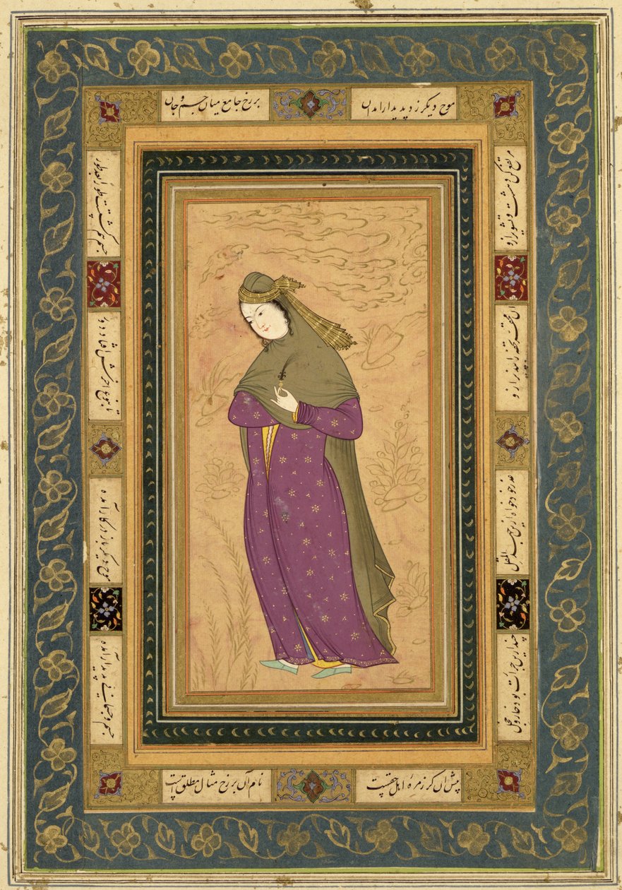 Dívka držící aigrettu z Velkého alba Clive, c.1620-30 od Persian School
