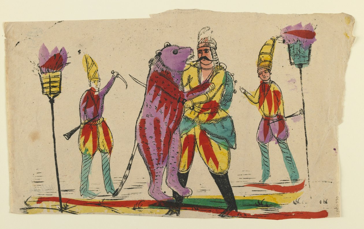 Muž bojující s medvědem, konec 19. století od Persian School