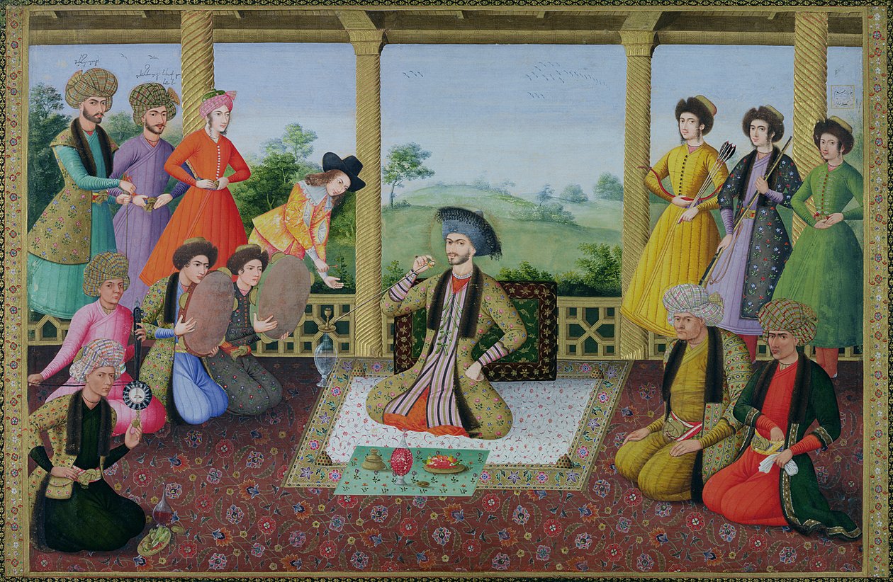 Paní E-14 f.98a Shah Suleyman II (1641-91) a jeho dvořané od Persian School