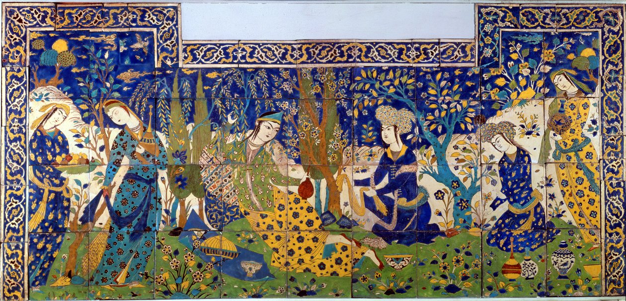 Panel z glazované kameninové dlaždice, Isfahan (fritware) od Persian School