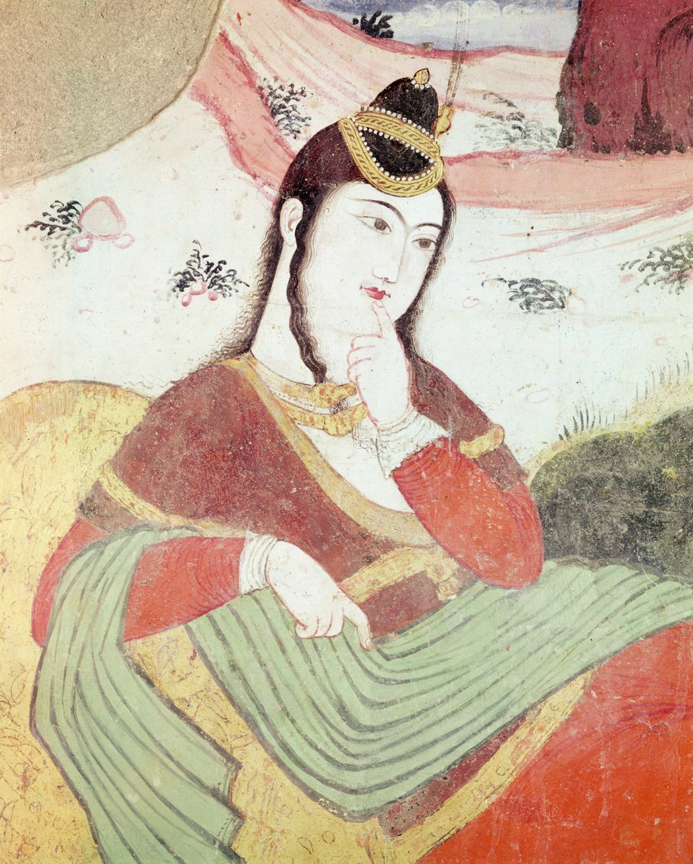 Žena ze dvora Shah Abbas I, 1585-1627 (detail) od Persian School