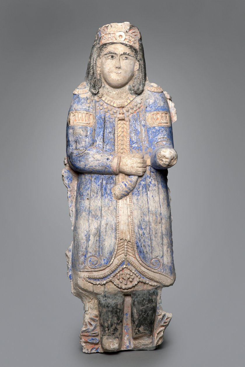 Postava dvořana z palácového vlysu, dynastie Seljuk, 11501250 (malovaný štuk) od Persian School