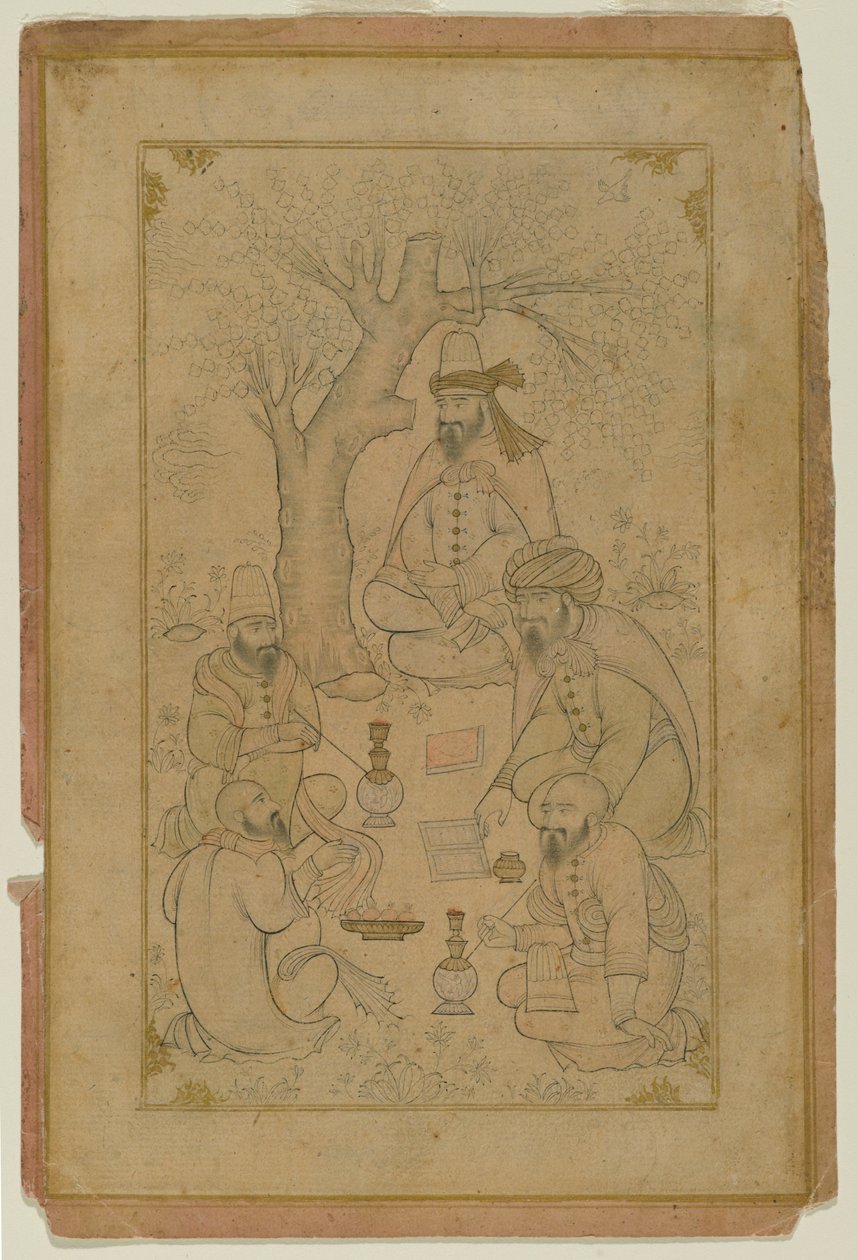 Shromáždění dervišů, polovina 17. století (inkoust a světlá barva na papíře) od Persian School