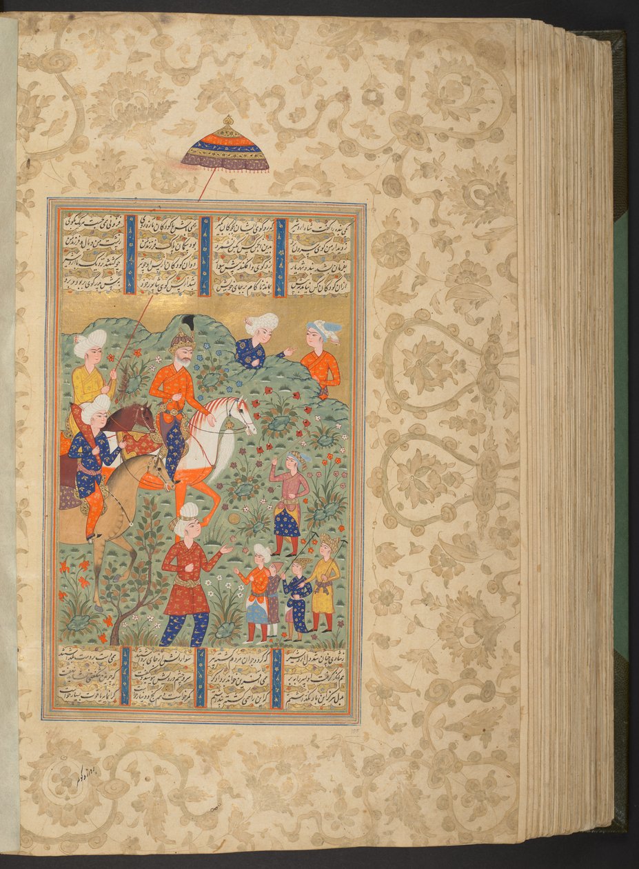 Přidat. 27257, f.355v Ardashir pozná Shapura během hry póla od Persian School