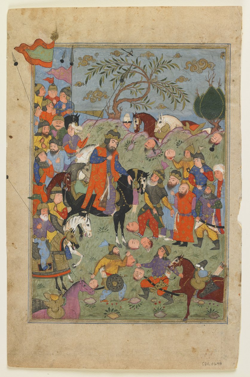 Bitevní scéna ze Shahnamy od Persian School
