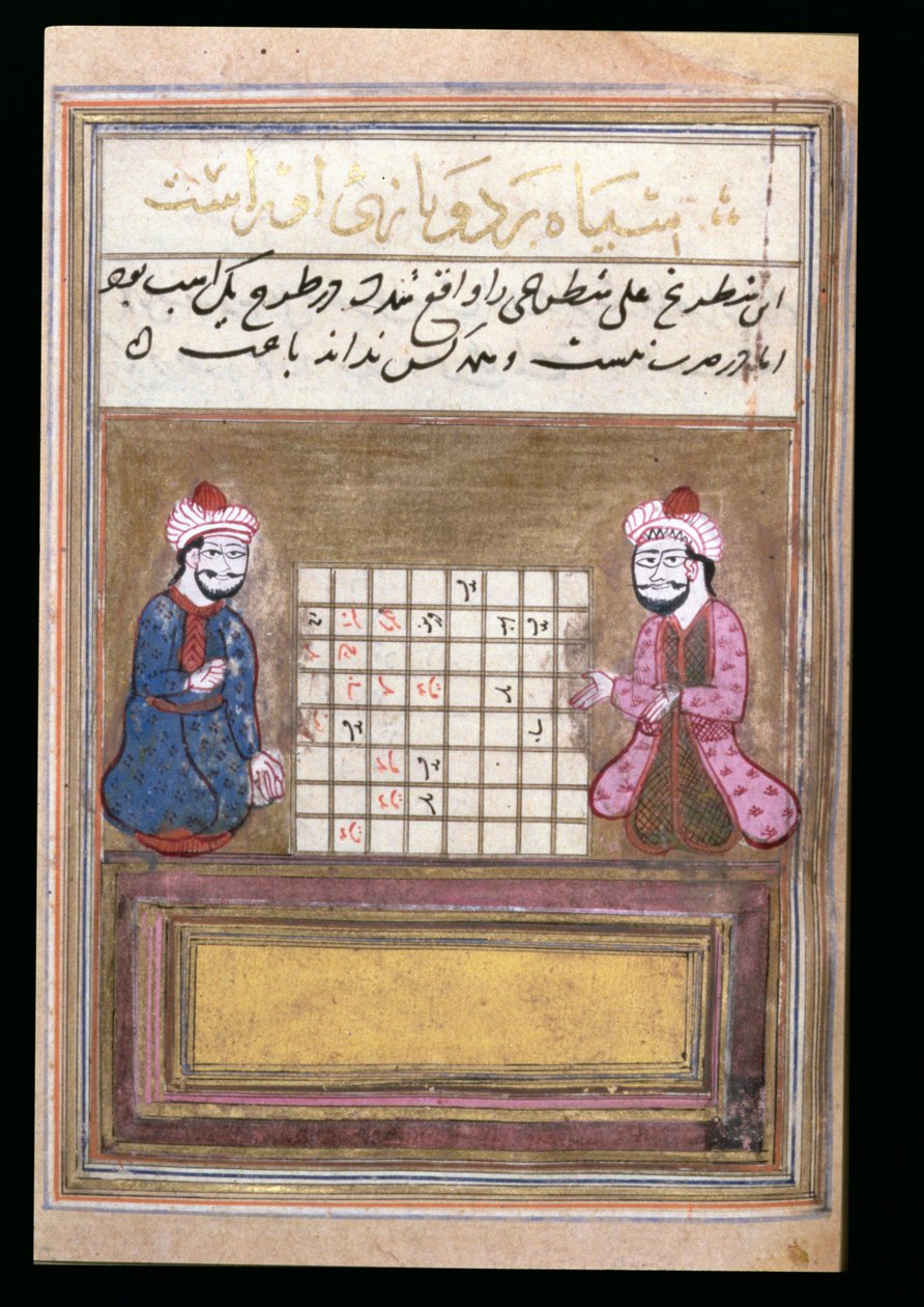 Hráči šachu, stránka z Pojednání o šachu, raný Safavid, druhá polovina 16. století (inkoust na papíře) od Persian School