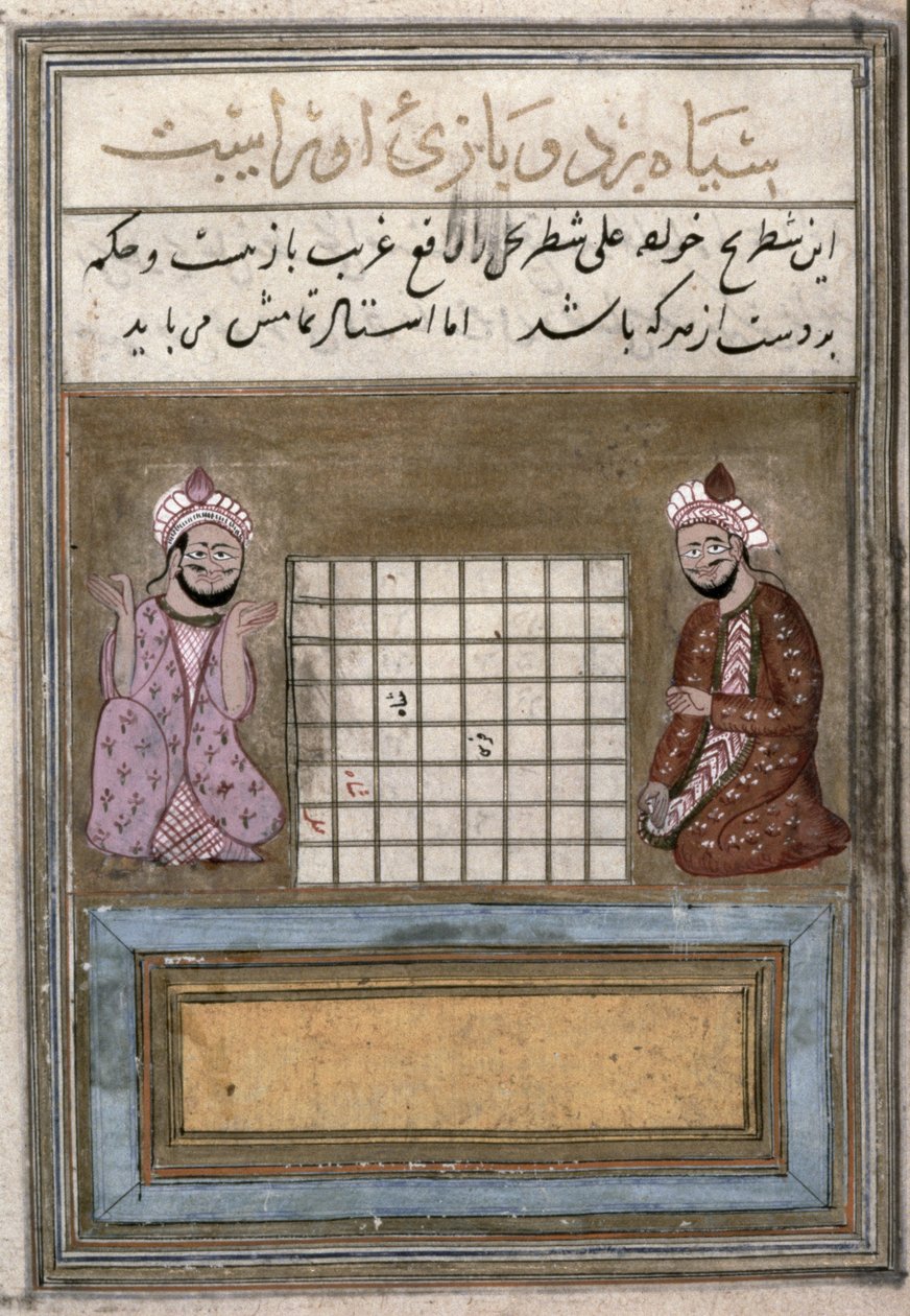 Hráči šachu, stránka z Pojednání o šachu, raný Safavid, druhá polovina 16. století (inkoust na papíře) od Persian School