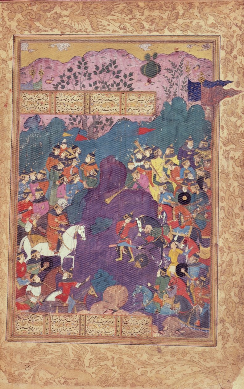 Smrt Isfandiyara, z „Shahnama“ (Kniha králů) od Firdawsi (vellum) od Persian School