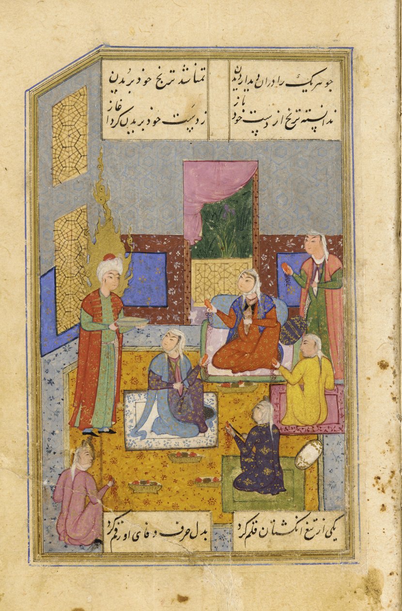 Egyptské ženy si pořezaly ruce při pohledu na Yusufovu krásu, kolem roku 1565-70 od Persian School