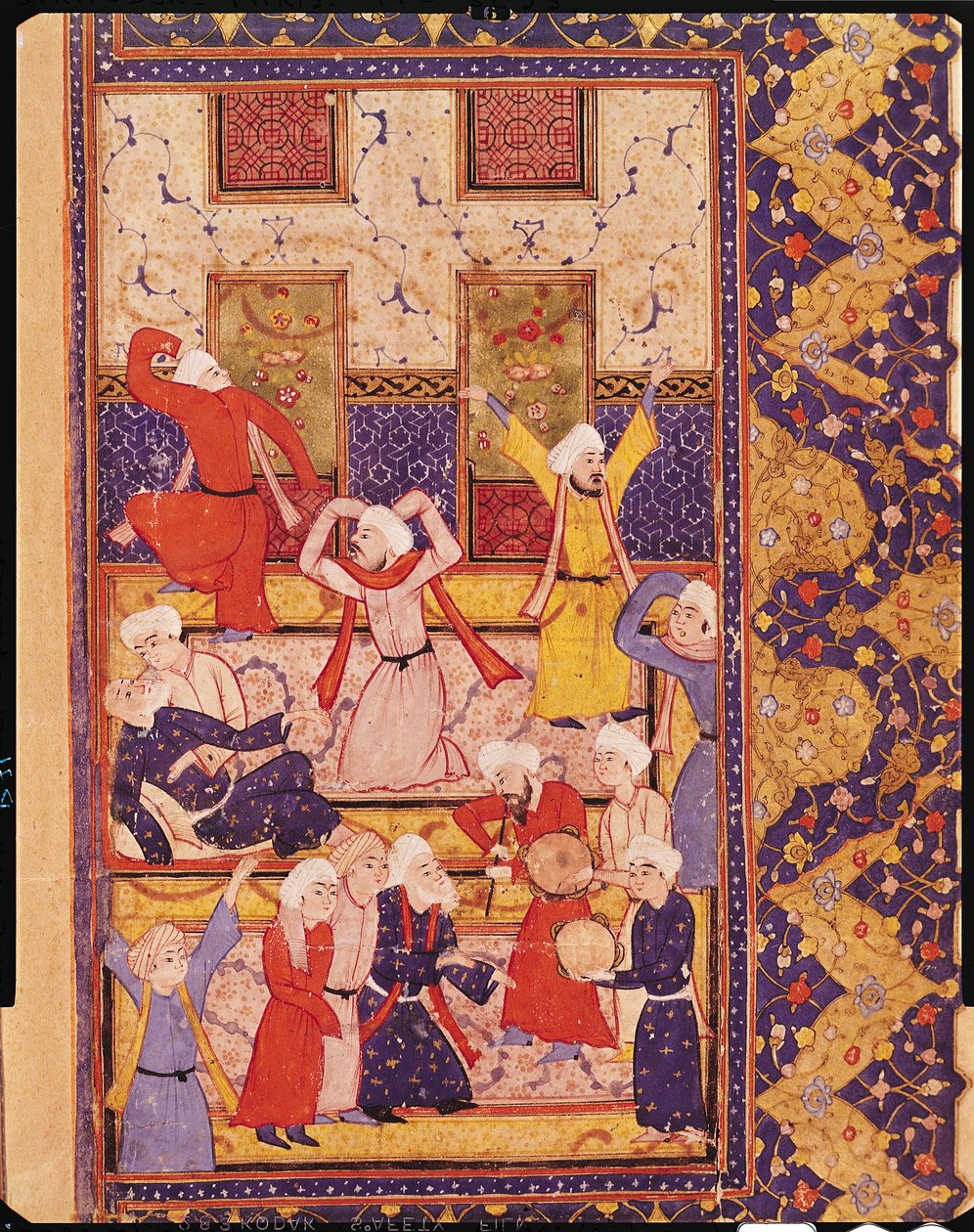 Fol.5r Iniciační tanec, z knihy básní Hafize Shiraziho (asi 1325-1388) od Persian School