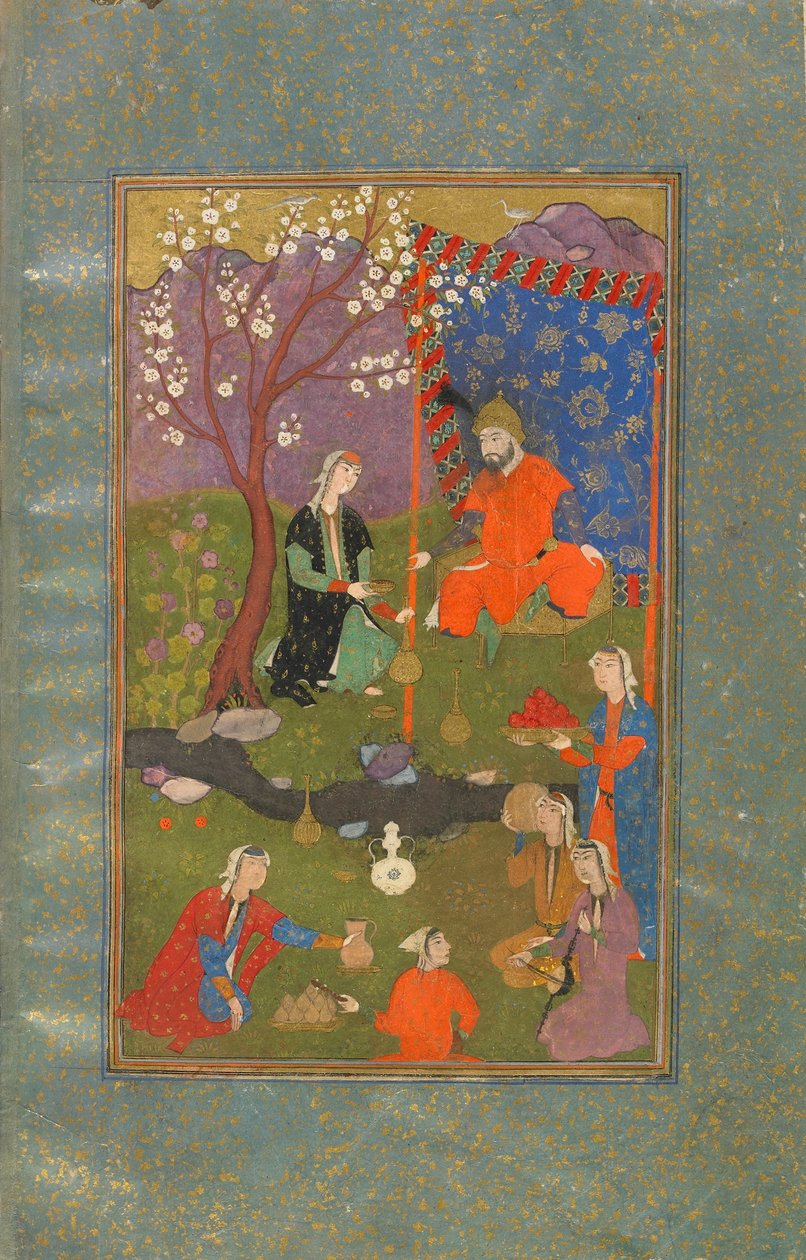 Folio z knihy Džamšíd u Churšída, Írán, safavidské období, cca 1600 (neprůhledný akvarel, tuš a zlato na papíře) od Persian School