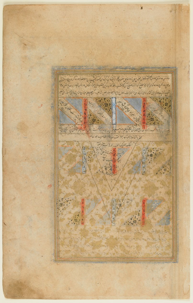 Folio z Rawdat al-safa (Zahrada čistoty) od Mirkhwanda († 1498) Shiraz, Írán, období Safavid, 1571-72 (neprůhledný akvarel, inkoust a zlato na papíře) od Persian School