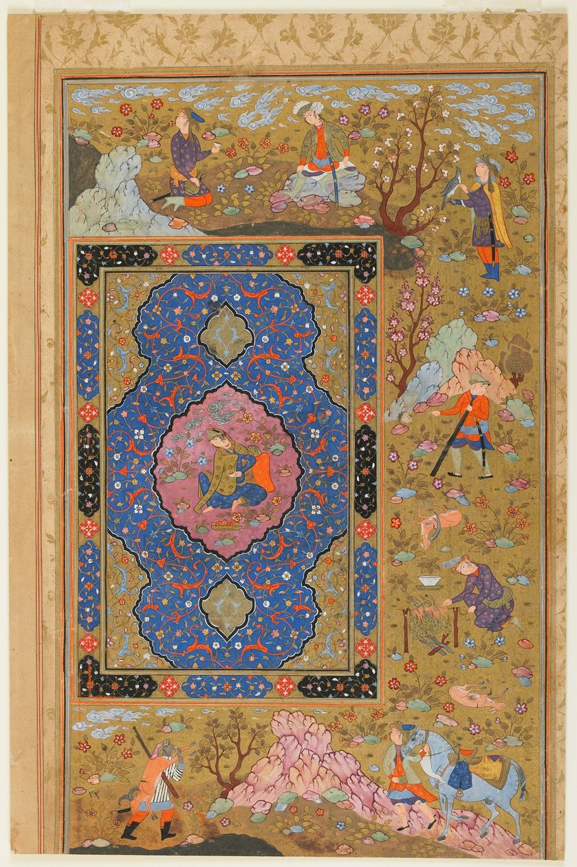 Folio z alba; verso: Mladá žena, Isfahán, Írán, safavidské období, 1590-1610 (neprůhledný akvarel, tuš a zlato na papíře) od Persian School