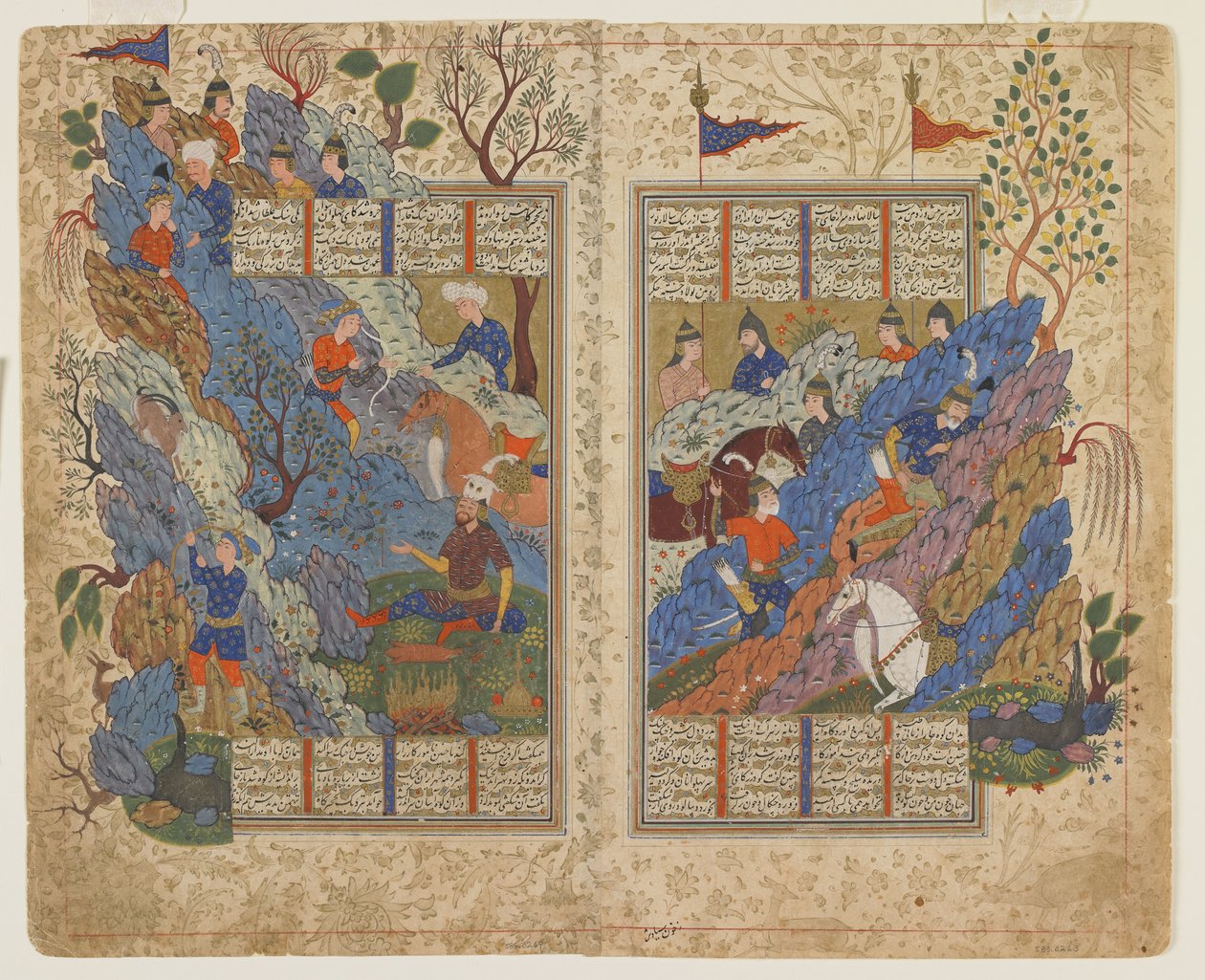 Gudarz zabije Pirana na hoře od Shahnamy od Persian School