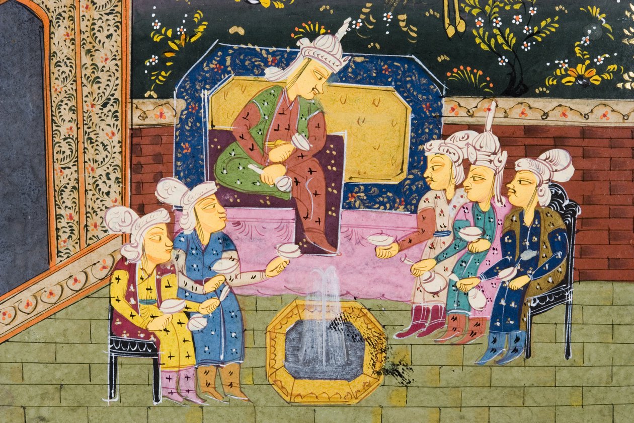 Lovci a oblíbenci pijí s noblesou nebo králem (neprůhledné wc na papíře) (detail 272912) od Persian School