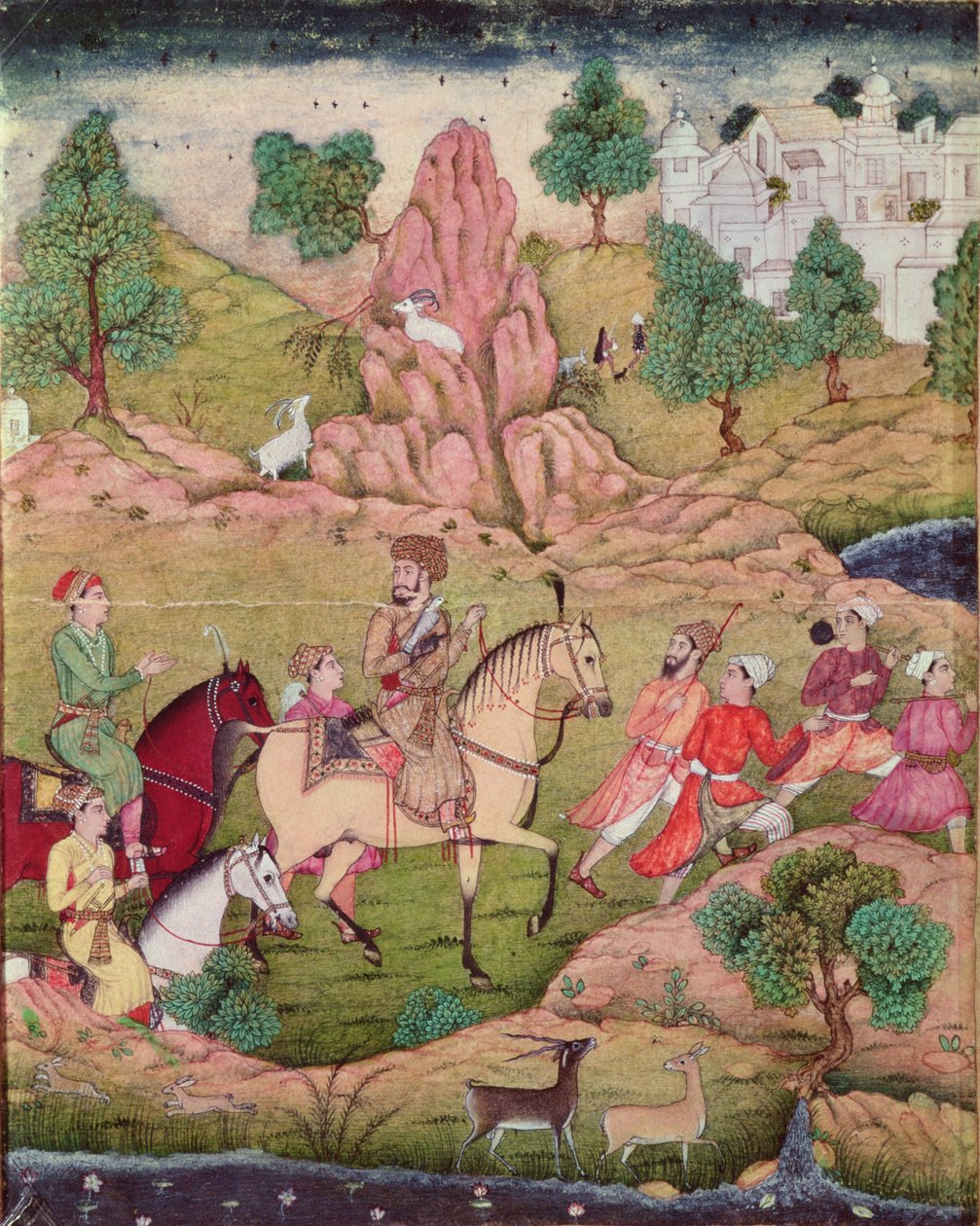 Lov se sokolem, dynastie Safavidů (1502-1736) od Persian School