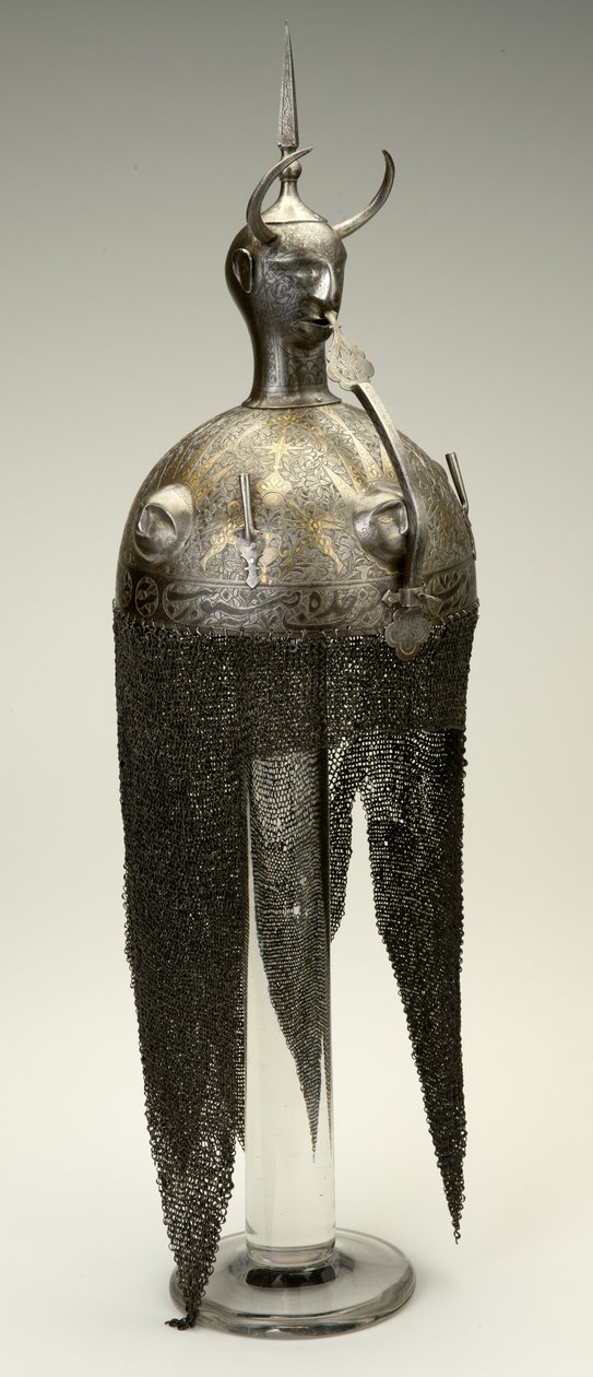 Kulah Khud, helma, cca 1700, upravena v 1800 (železo se zlatou a stříbrnou vložkou) od Persian School