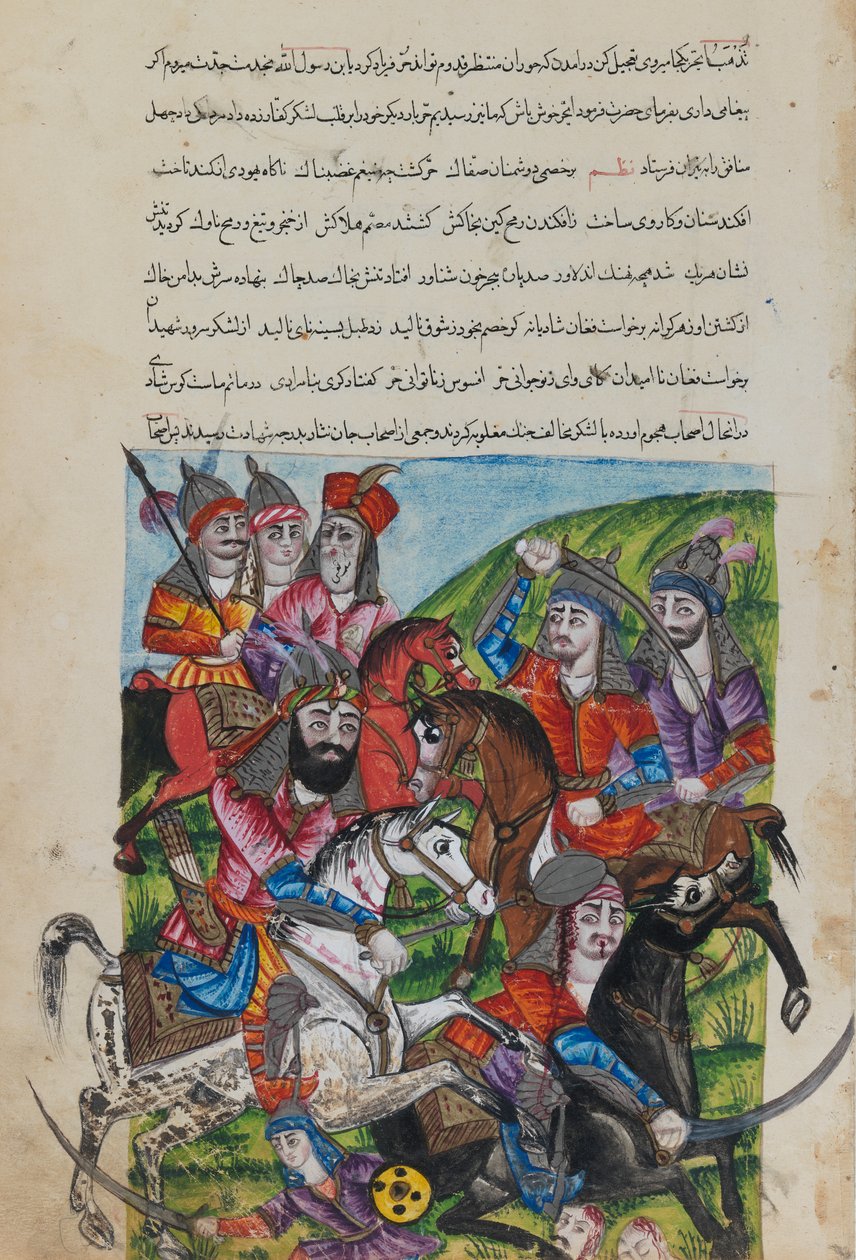 Miniaturní malba (tuší na papíře) od Persian School