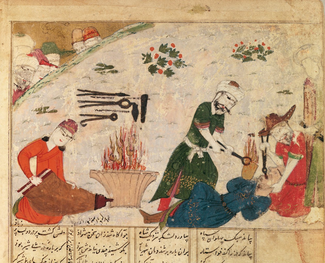Ms Supp Pers 493 fol.363v Umučení jednoho z Haftvadových strážců, ze Šahnámy (Knihy králů) od Abul-Qasima Manúra Firdawsiho (asi 934-1020) od Persian School